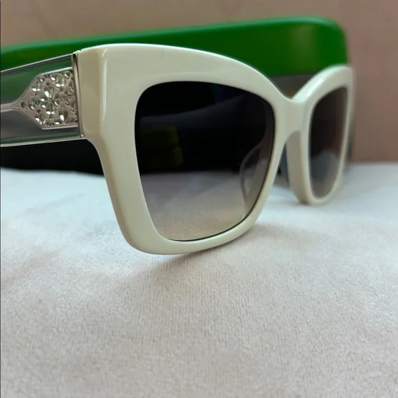 Kate Spade White and Green Retro Cat-Eye Sunglasses Kate Spade New York Retro Cat-Eye White & Clear Sunglasses main image 2